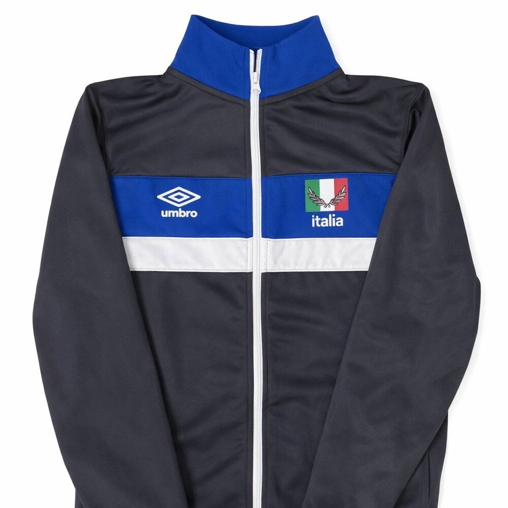 Umbro Italia Soccer Track Jacket Mens Small Grey Blue Full Zip Training Top